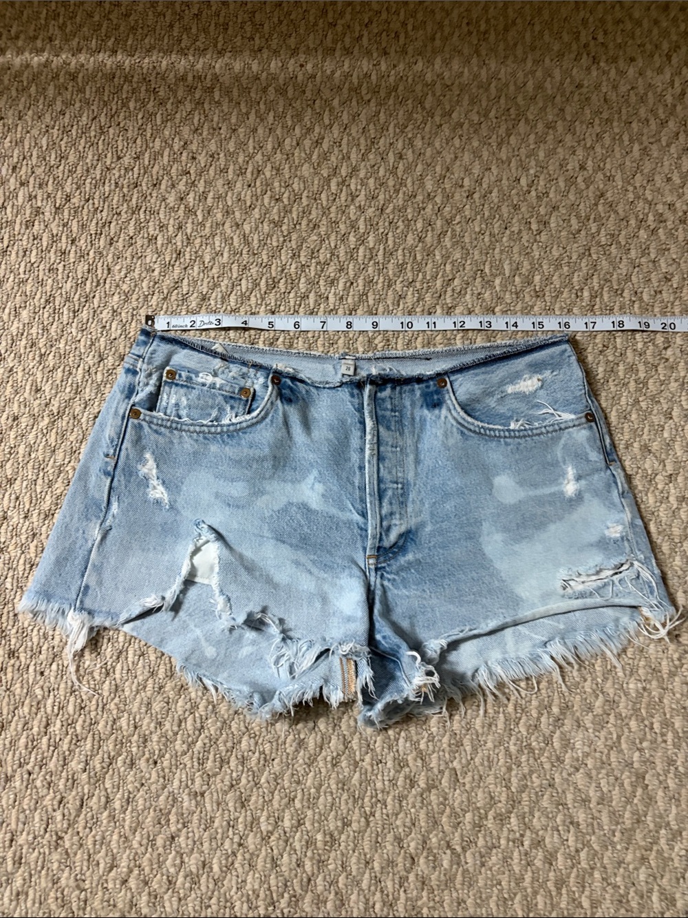 Light Blue Distressed Denim Women's Shorts